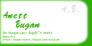 anett bugan business card